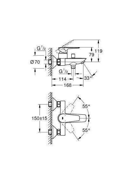 Grohe Bau Edge Yeni Tek Kumandalı Banyo Bataryası 23605001 - 4