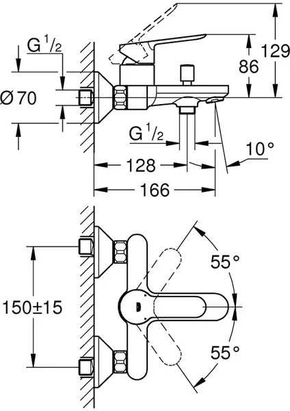 Grohe Bauedge Tek Kumandalı Banyo Bataryası-23605000 - 2