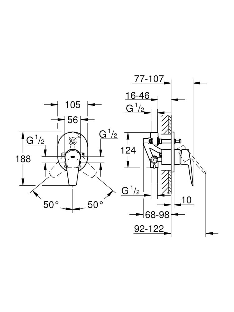 Grohe Bauedge Tek Kumandalı Banyo Bataryası 29039001 - 3