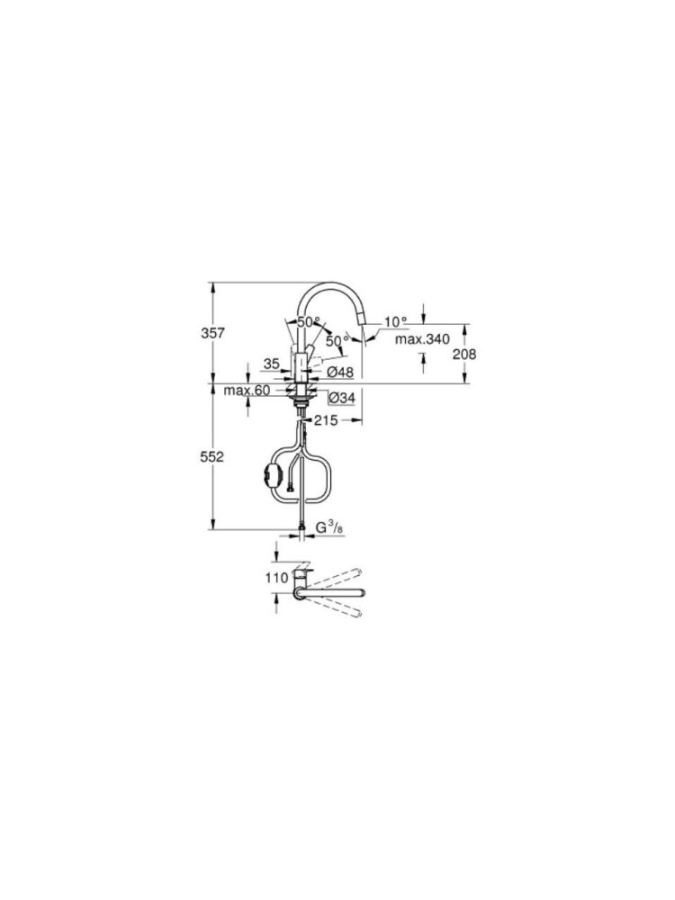 Grohe Bauedge Tek Kumandalı Eviye Bataryası - 30536000 - 2
