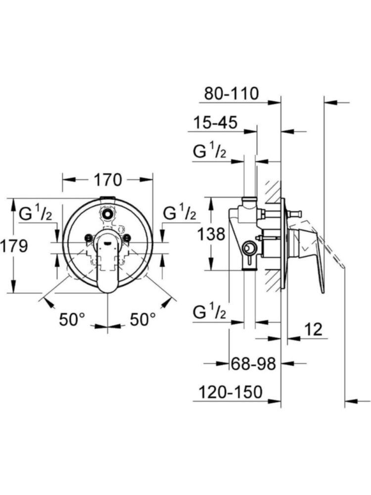 Grohe Eurosmart Cosmopolitan Ankastre Banyo Bataryası + Iç Set 32879000 - 3