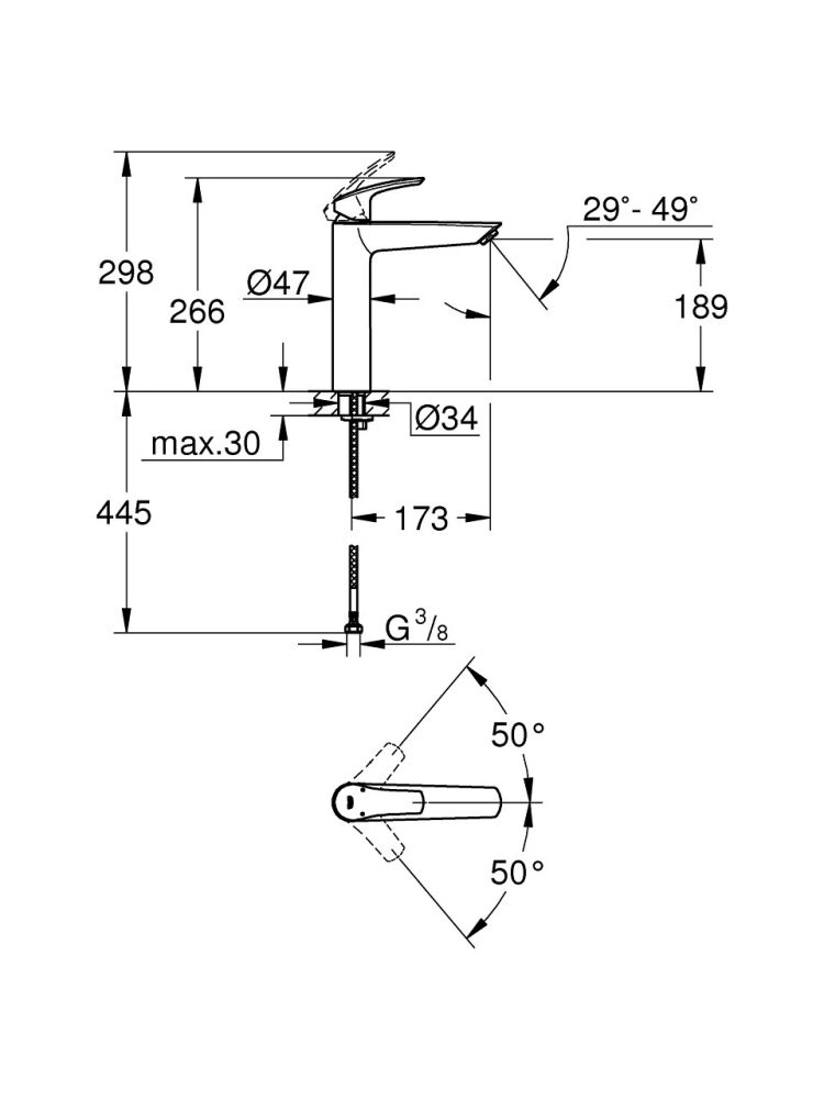 Grohe Eurosmart Tek Kumandalı Lavabo Bataryası Xl- Boyut Grh 239712433 - 4