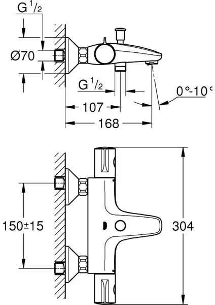 Grohe Grohtherm 800 Termostatik Banyo Bataryası - 34576000 - 2