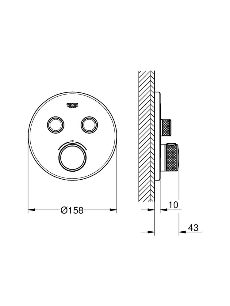 Grohe Grohtherm Smartcontrol Çift Yönlü Ankastre Termostatik Duş Bataryası - 29119000 - 2