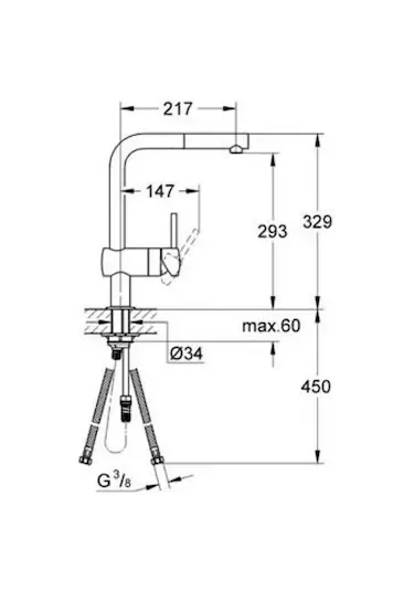 Grohe Minta Tek Kumandalı Spiralli Eviye Bataryası - 32168000 - 2