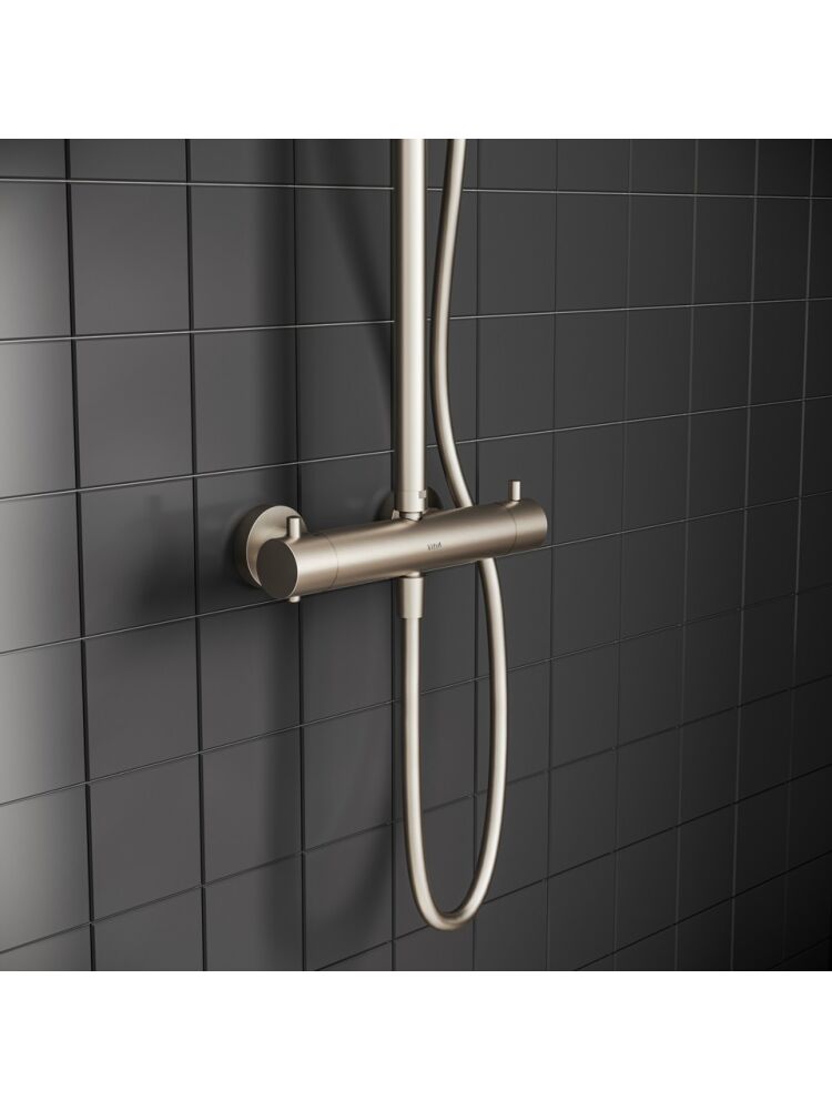 Vitra AquaHeat Bliss 240 2F Duş Kolonu ve Termostatik Duş Bataryası Sistemi, Fırçalı Nikel - 3
