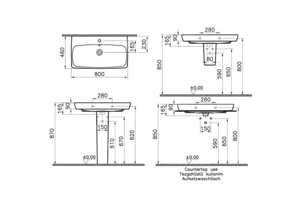 Vitra Metropole Çanak Lavabo, 80 cm 5663B003-0937 - 2